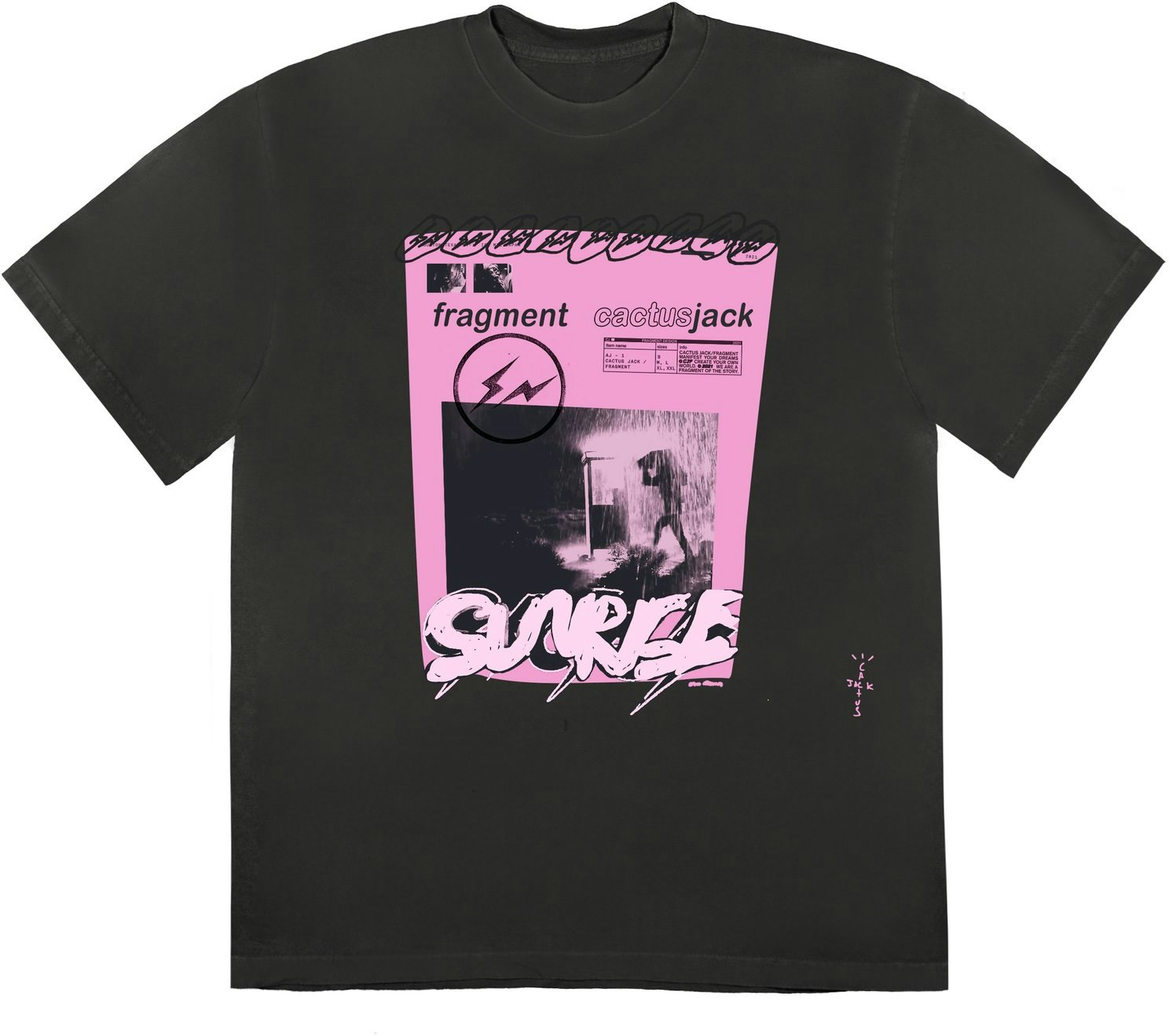 Travis Scott x Fragment Pink Sunrise T‑shirt Washed Black - Novelship