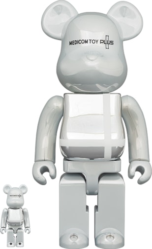 Bearbrick x Medicom Toy Plus 100% & 400% Set 'White Chrome Ver 