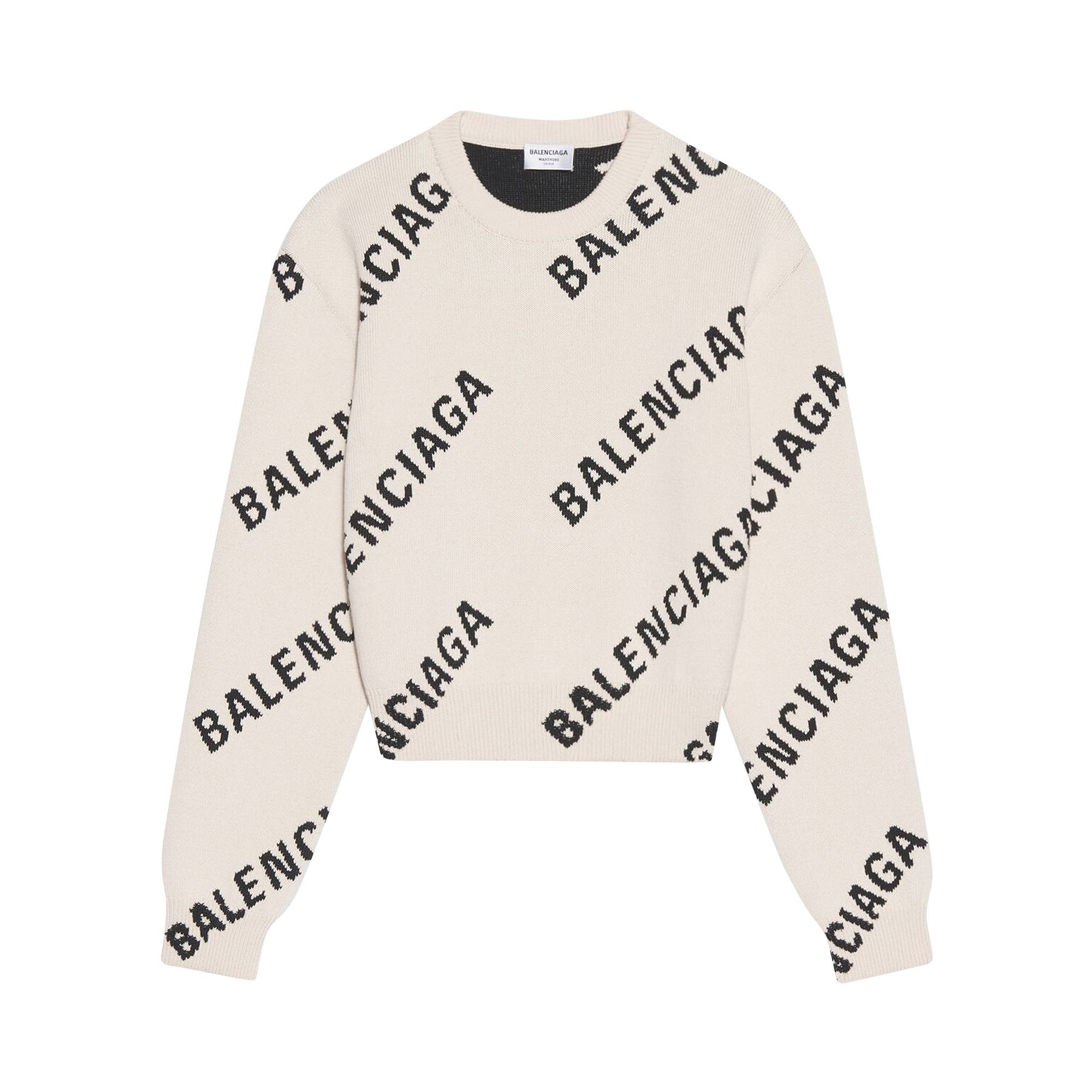 Balenciaga Womens Logo Print Crewneck Sweatshirt in Black  LNCC