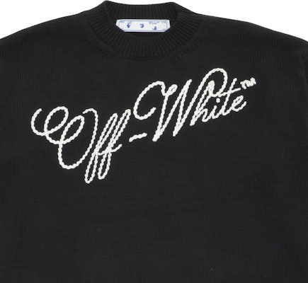 Off-White Embroidered Logo Over Crewneck 'Black/Beige' Lookbook Off-White Embroidered Logo Over Crewneck 'Black/Beige'