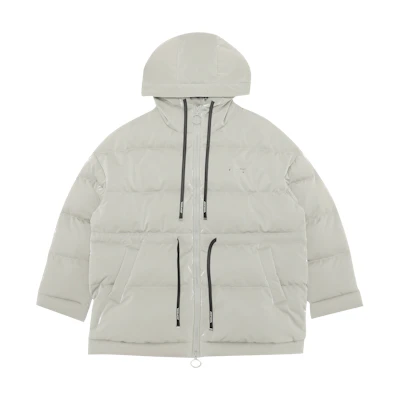 Off-White Velvet Nylon Belted Puffer 'Light Grey'