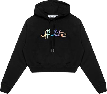 Off-White Rainbow Cropped Hoodie 'Black/Multicolor' Buy Off-White Rainbow Cropped Hoodie 'Black/Multicolor'