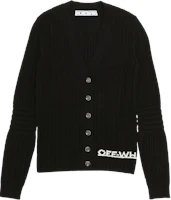 Off-White Rib Logo V-Neck Cardigan 'Black/White' Off-White Rib Logo V-Neck Cardigan 'Black/White'