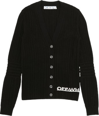 Off-White Rib Logo V-Neck Cardigan 'Black/White' Buy Off-White Rib Logo V-Neck Cardigan 'Black/White'
