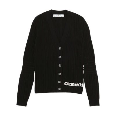 Off-White Rib Logo V-Neck Cardigan