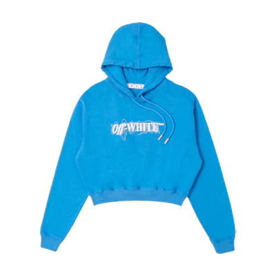 Off-White Pen Logo Crop Hoodie 'Bluewhite'