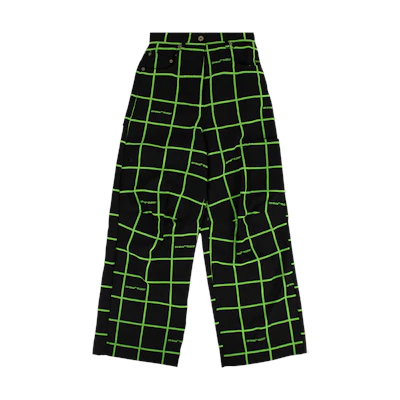 Off-White Checked Wide Leg Pants 'Black'