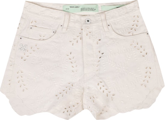 Off-White Embroidered Denim Shorts 'White' Buy Off-White Embroidered Denim Shorts 'White'