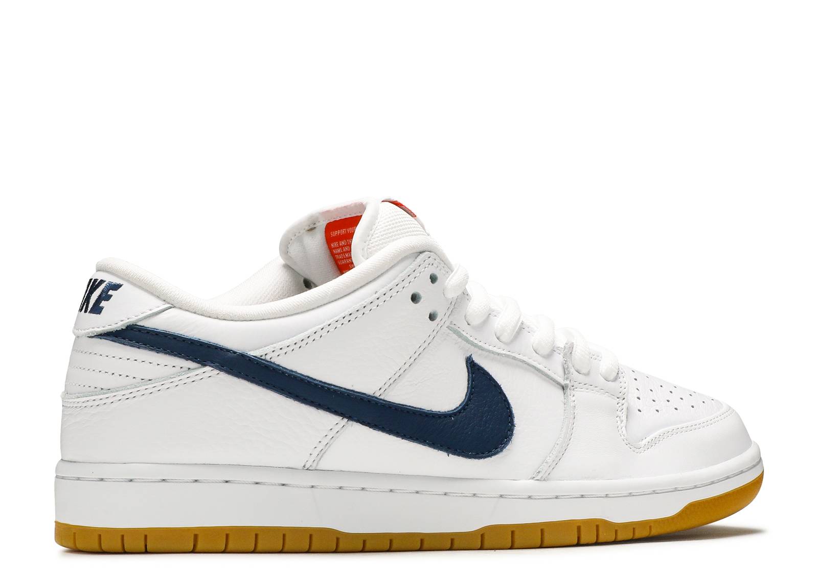 sb dunk low orange label white navy