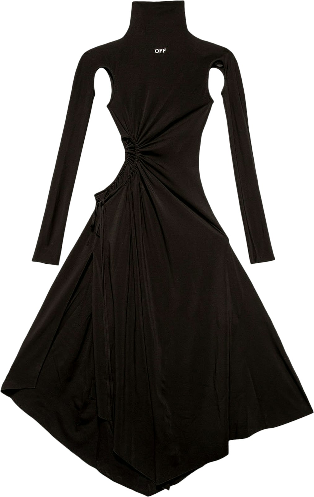 off-white-plisse-panel-dress-black