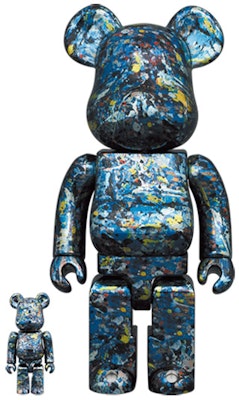 Bearbrick x Jackson Pollock Studio 100% & 400% Set 'Chrome'