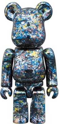 Bearbrick x Jackson Pollock Studio 100% & 400% Set 'Chrome