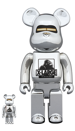 Bearbrick x Xlarge x Hajime Sorayama 100% u0026 400% Set 'Chrome'