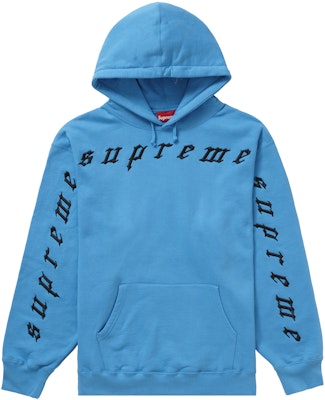 Supreme Raised Embroidery Hooded Sweatshirt Bright Royal - Novelship