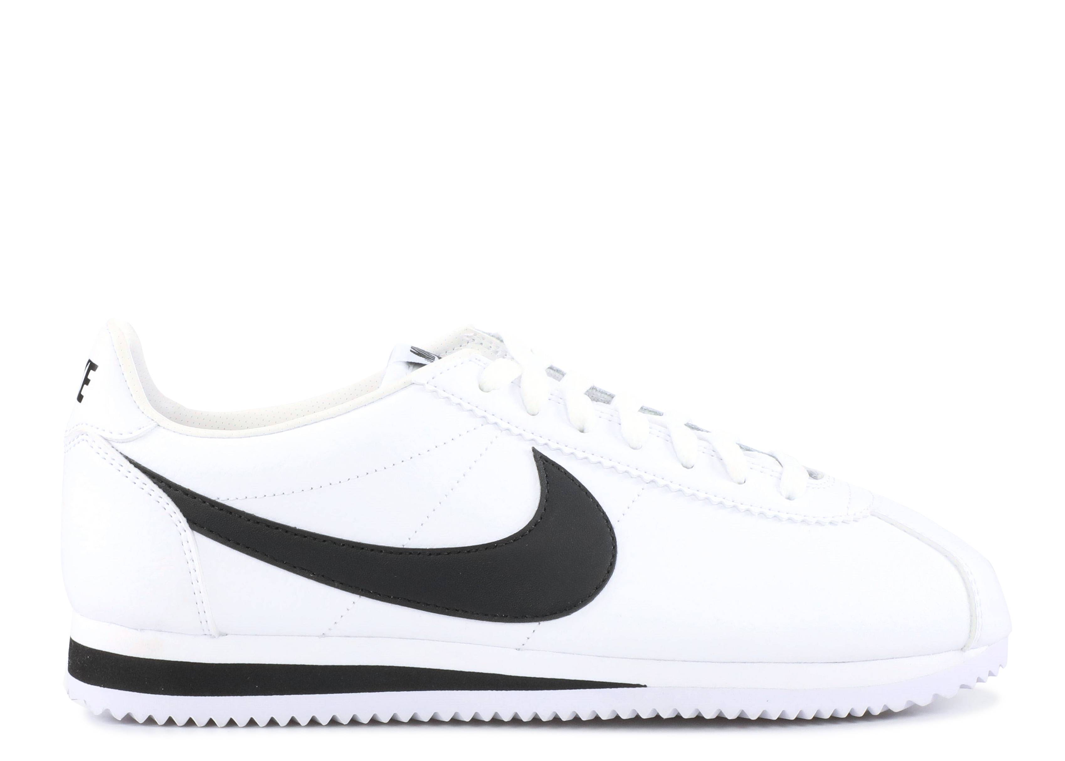nike classic cortez leather black white