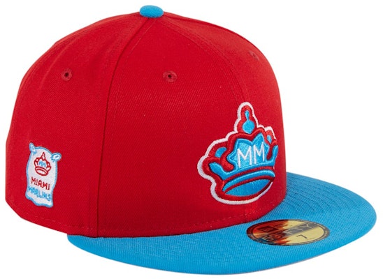 Miami Marlins New Era Logo White 59FIFTY Fitted Hat - Sky Blue