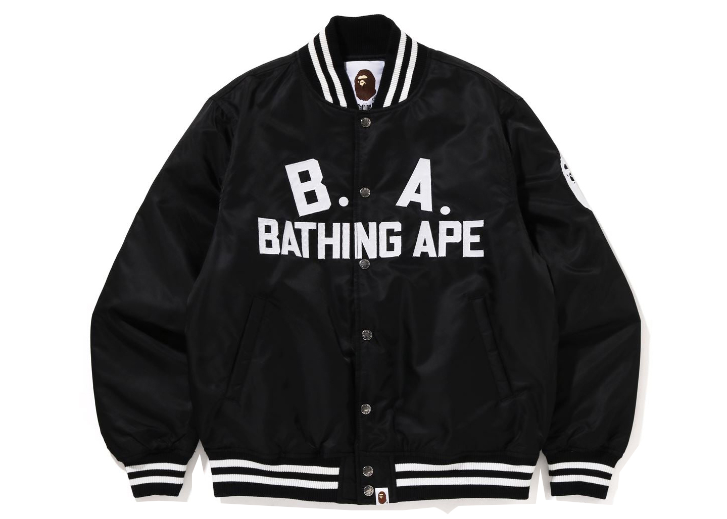 BAPE B.A Nylon Varsity Jacket 'Black' - Novelship