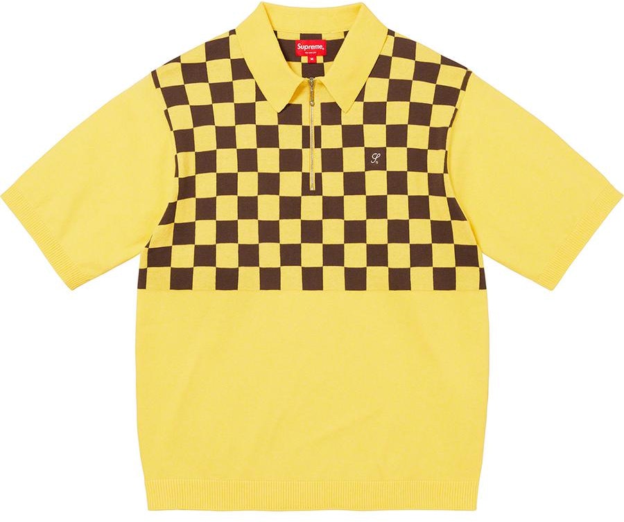 Supreme Checkerboard Zip Polo 'Yellow' - Novelship