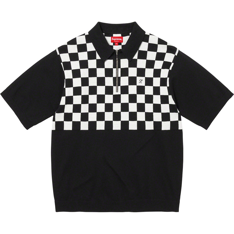 Supreme Checkerboard Zip Polo 'Black'
