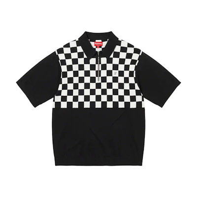 Supreme Checkerboard Zip Polo 'Black'