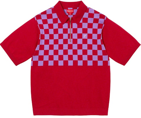 Supreme Polo Checkerboard Merah dengan Retsleting Buy Supreme Polo Checkerboard Merah dengan Retsleting