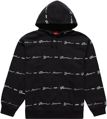 Supreme Script Stripe Hooded Sweatshirt Black