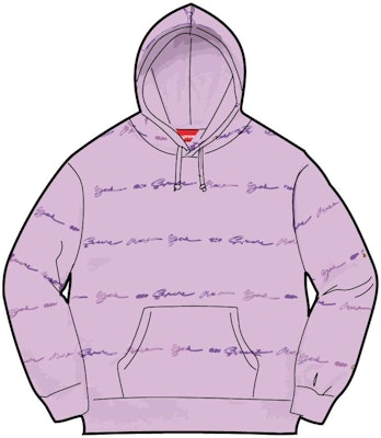 Supreme Script Stripe Hooded Sweatshirt Pale Purple - Novelship