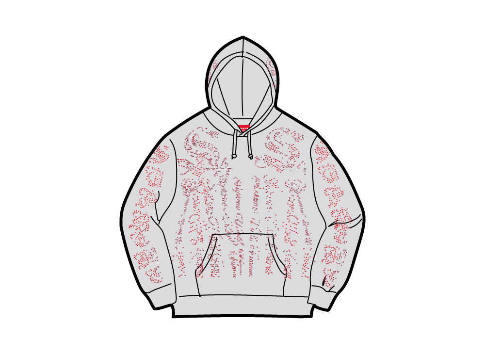 Buy シュプリーム ラインストーン ジップパーカー (灰)
