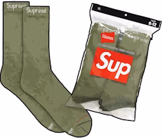 Supreme Hanes Crew Socks (2 Pack) Olive Supreme Hanes Crew Socks (2 Pack) Olive