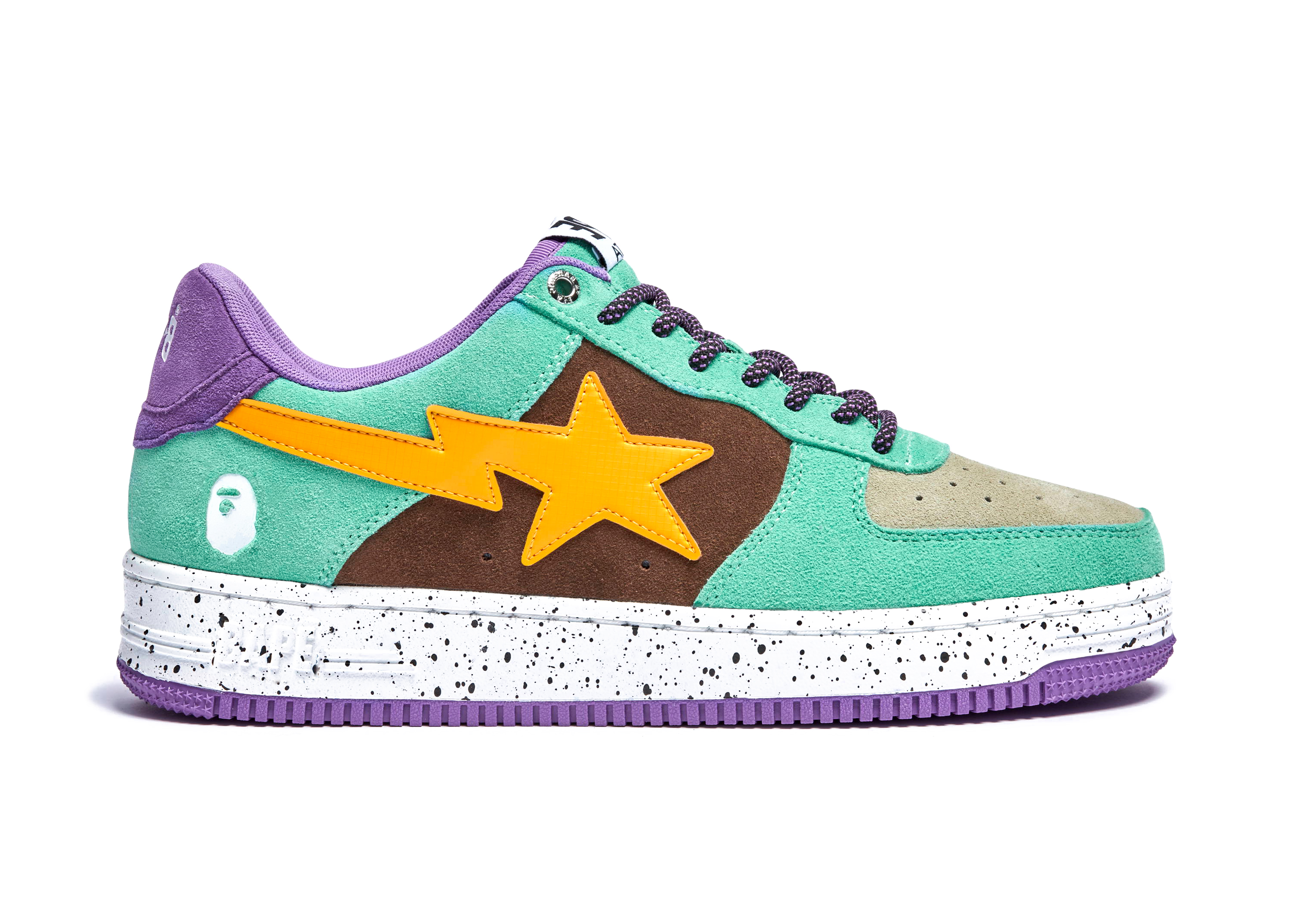 A Bathing Ape Bapesta 'Teal Brown Yellow Suede' 1I20‑191‑008 - 1I20-191 ...