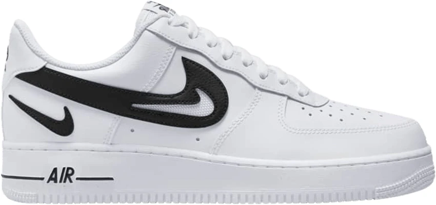 White air force 2025 1 low black swoosh