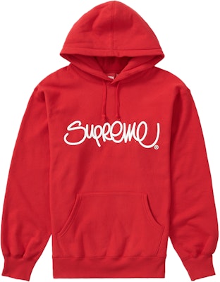 Supreme Raised Handstyle Hooded Sweatshirt Red - Novelship