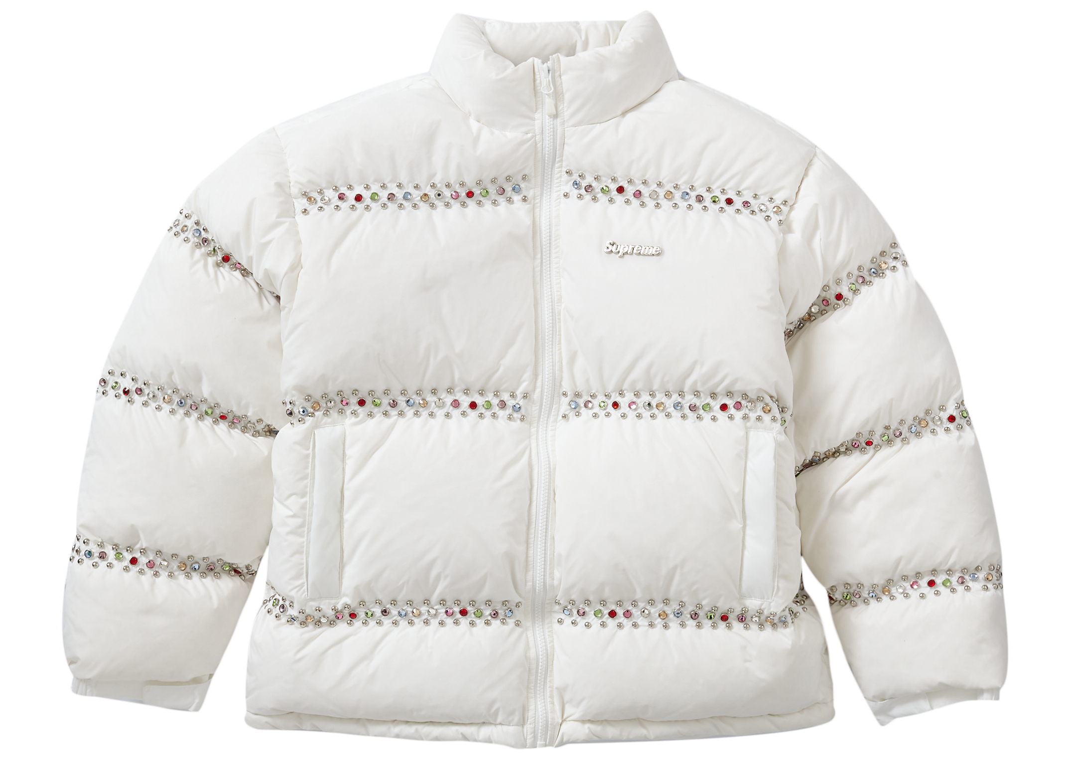 Supreme X B.B. Simon Studded Puffer Jacket White - Novelship