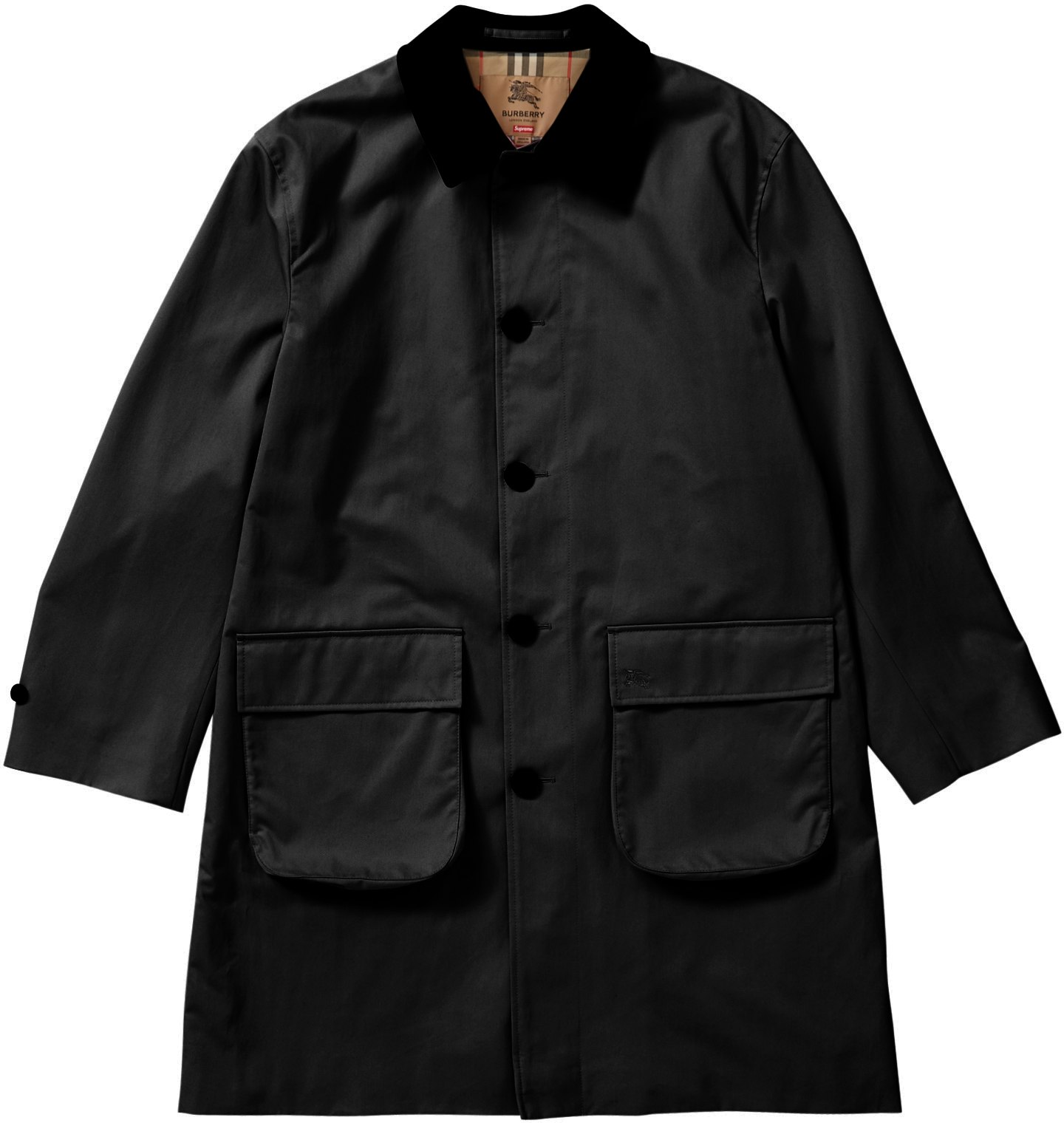 Supreme x Burberry Leather Collar Trench 'Black' - Novelship