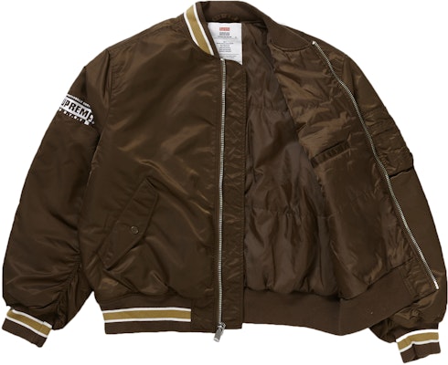Supreme Second To None MA‑1 Jacket 'Brown' - Novelship