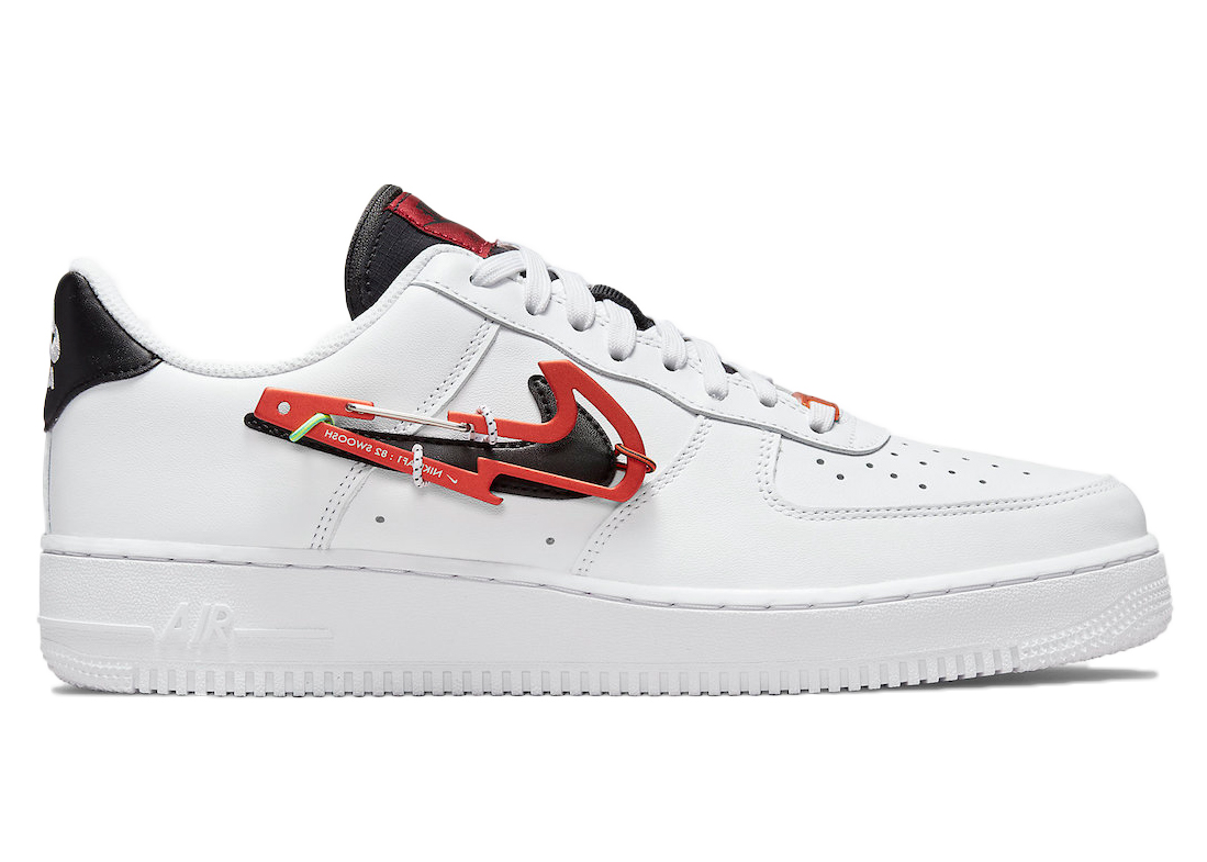white nike air force 1 with red swoosh