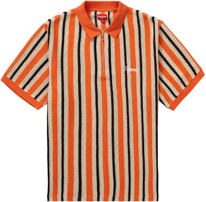 Supreme Open Knit Stripe Zip Polo Orange - Novelship