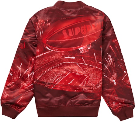 Supreme Mitchell & Ness Stadium Satin Varsity Jacket Red - Novelship