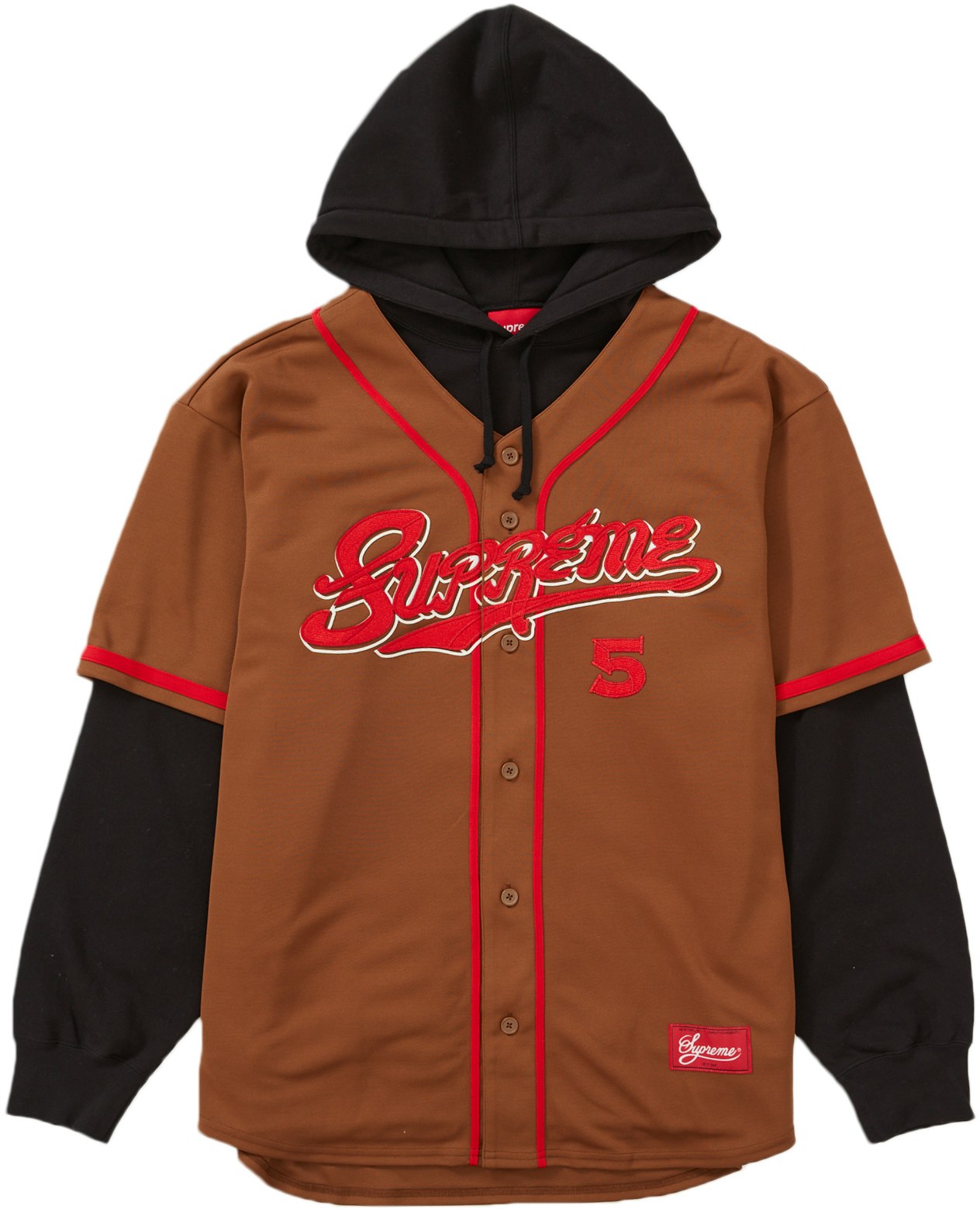 Supreme Baseball Jersey Hooded Sweatshirt Brown