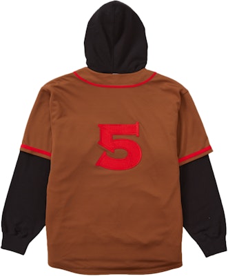 Supreme Baseball Jersey Hooded Sweatshirt Brown Men's - SS22 - US