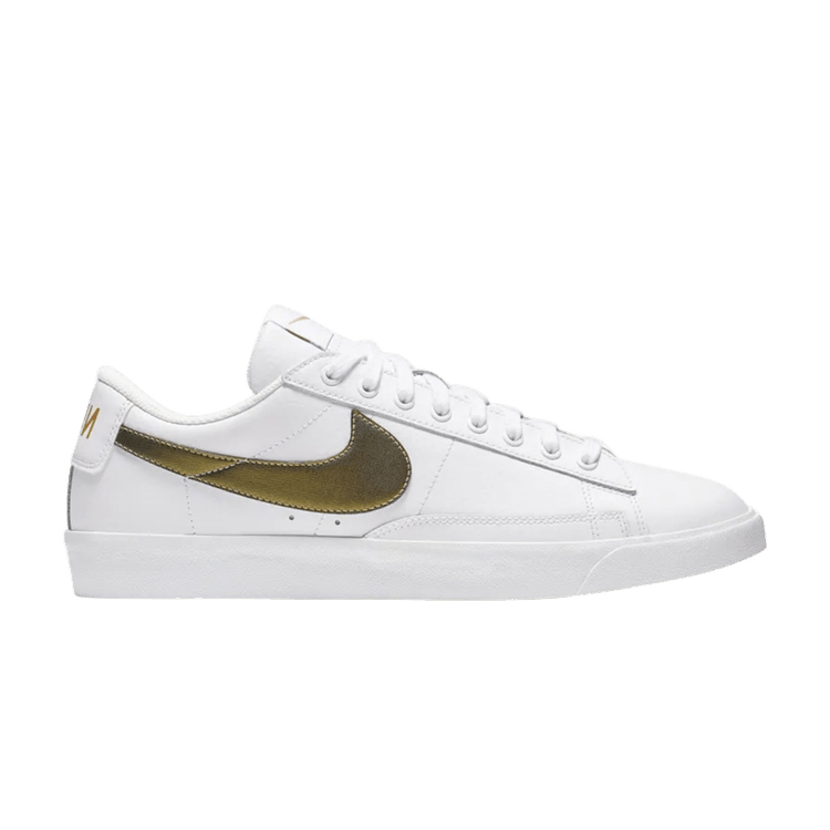 white and gold nike blazers