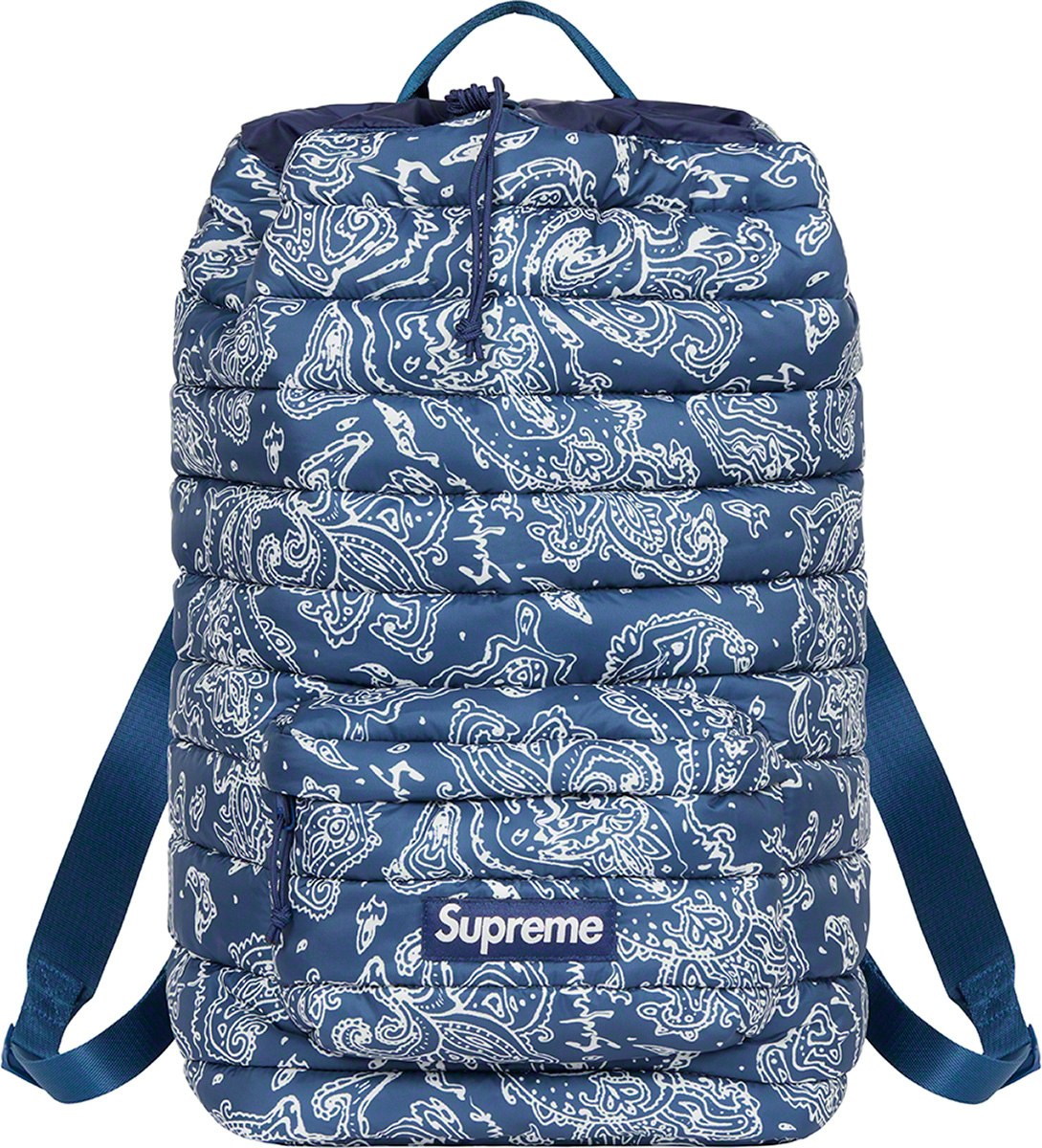 supreme-puffer-backpack-fw-22-blue-paisley