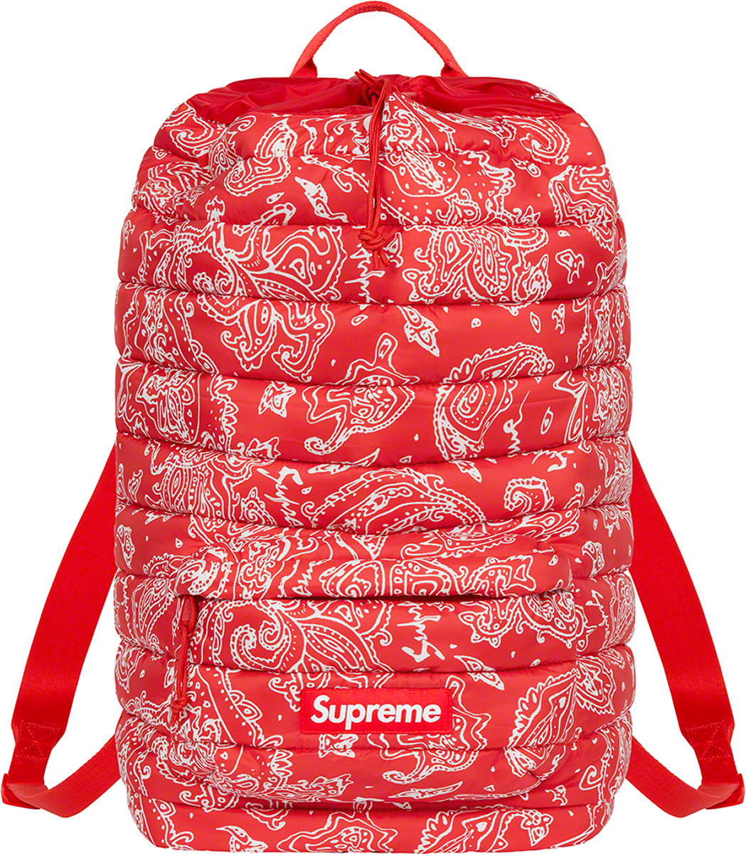 Buy Supreme 羽絨背包 (FW22) ‘紅色佩斯利花紋’