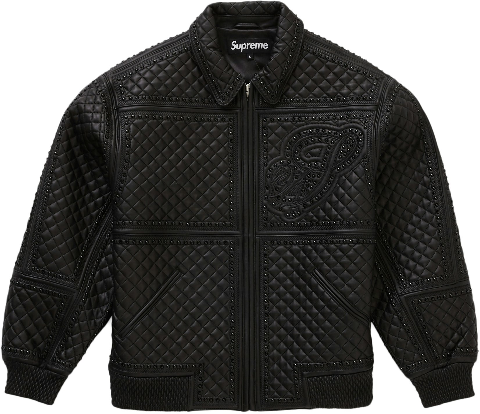 Supreme Studded Quilted Leather Jacket Black - Novelship
