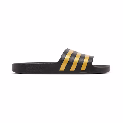 adidas Adilette Aqua Slides 'Black Gold Metallic'