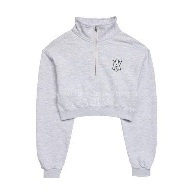ADLV A Logo Emblem Patch Crop Top Pullover Sweatshirt Melange