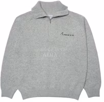 acmé de la vie Embroidery Logo Wool Half Neck Zip-up Knit Grey acmé de la vie Embroidery Logo Wool Half Neck Zip-up Knit Grey