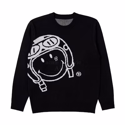 ADLV x Smiley® Biker Smiley Front Artwork Knit Black