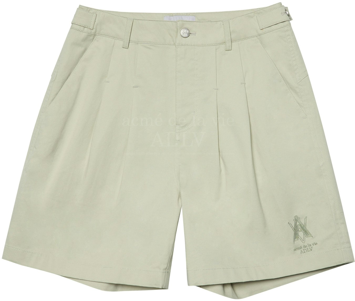 acme-de-la-vie-a-logo-pin-tuck-casual-short-pants-beige