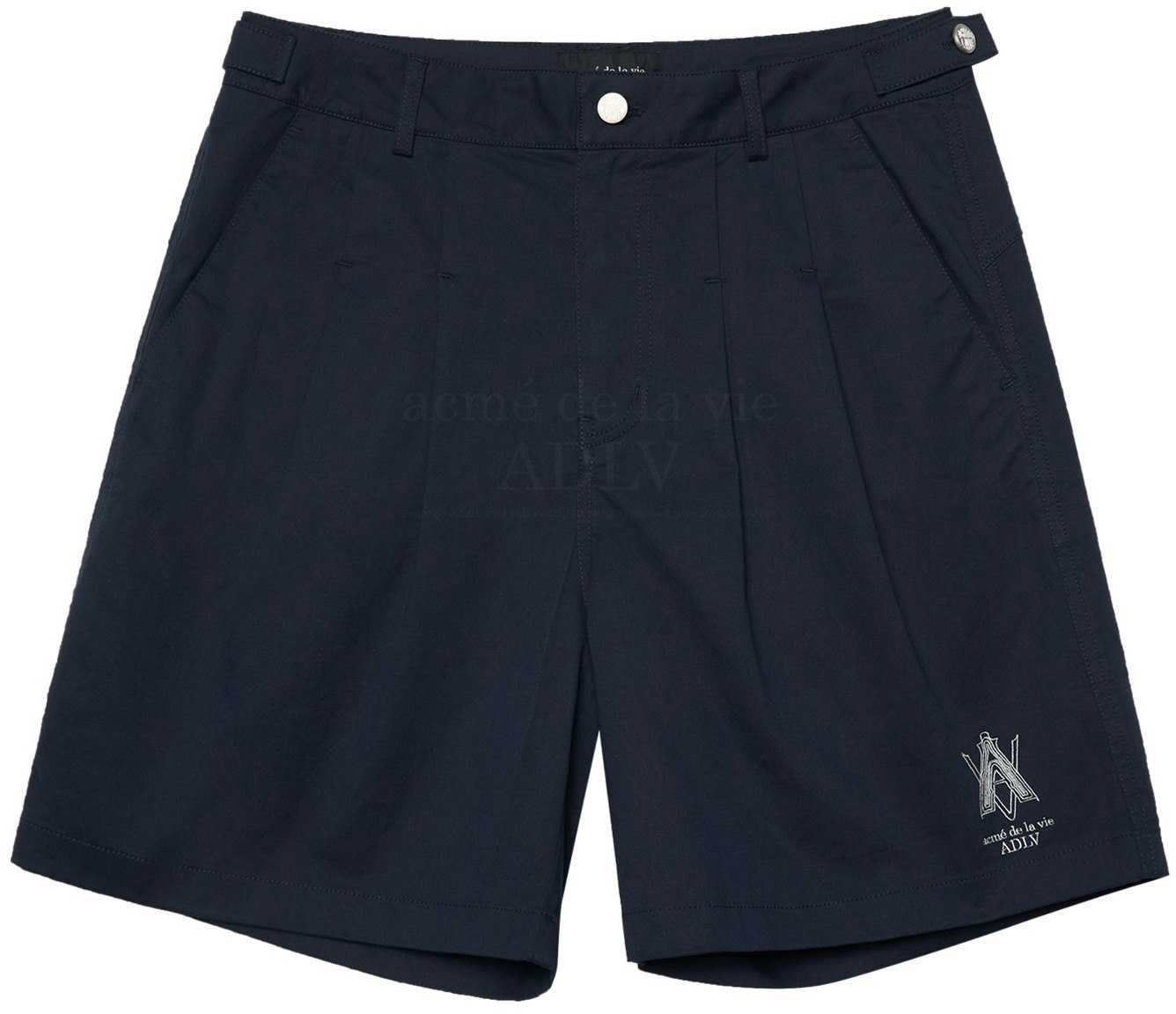 acme-de-la-vie-a-logo-pin-tuck-casual-short-pants-navy